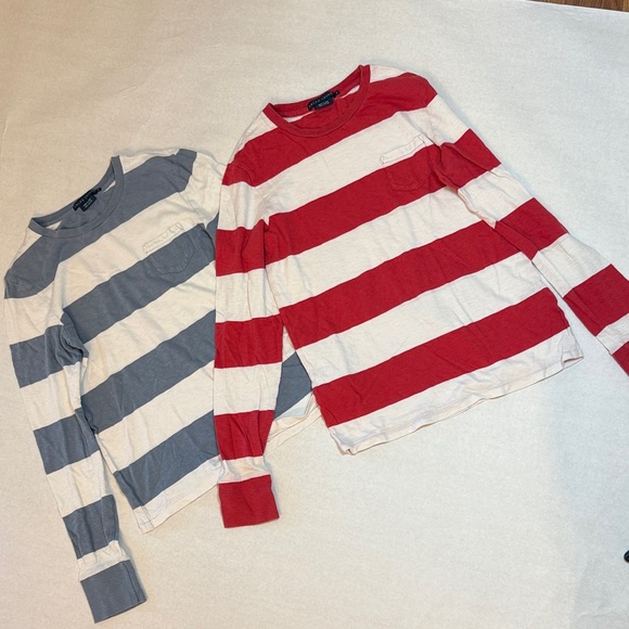 Polo by Ralph Lauren Red and Blue Striped Long Sleeve Tees - Picture 1 of 9